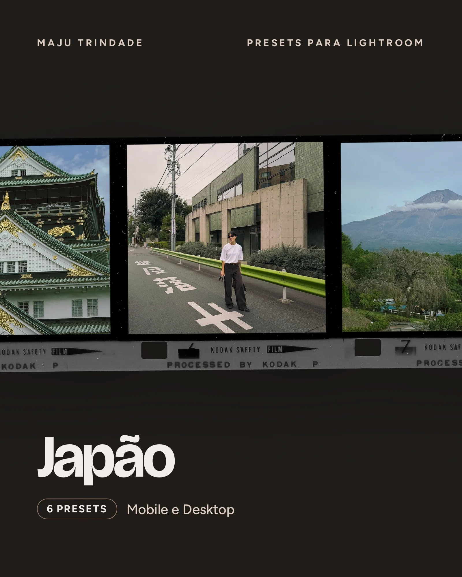 Maju em uma rua no Japão, com faixas pintadas no asfalto